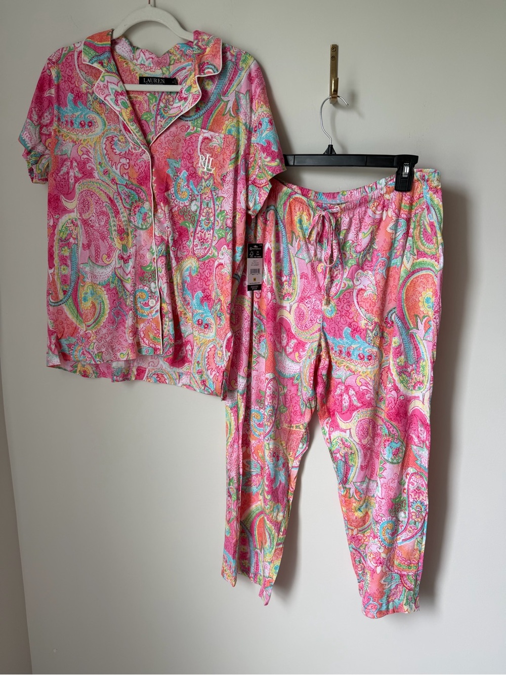 Ralph Lauren Pink Paisley Print cotton Pajama Set